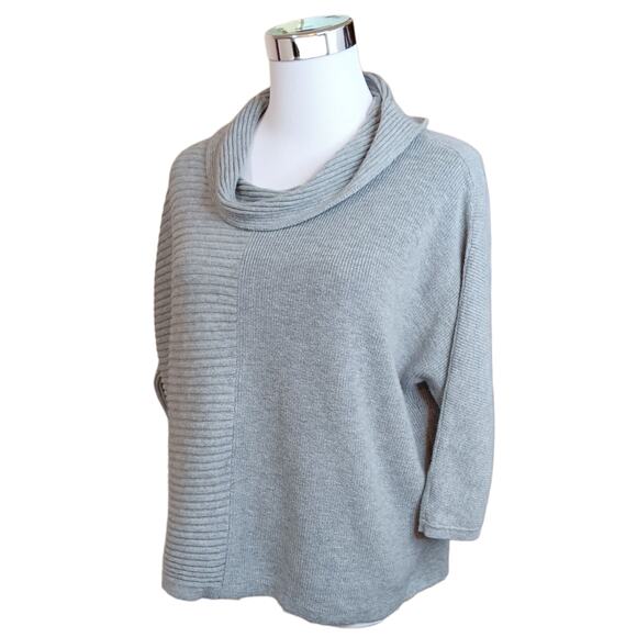 CHICO'S 2 Cowl Neck Sweater LG/12 Very Soft Gray Casual Work Office Career - Picture 2 of 8